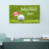 Golf gelukkig pensioen met vlag van Canada Spandoek (Beurs)