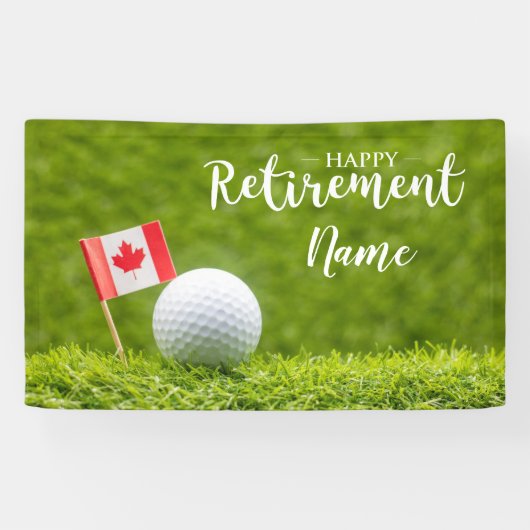 Golf gelukkig pensioen met vlag van Canada Spandoek (Horizontaal)