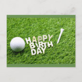 Golf Gelukkig Verjaardag met golfbal en tee Briefkaart (Voorkant)
