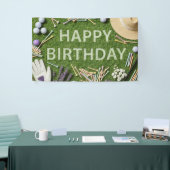 Golf Gelukkig Verjaardag op Groen Spandoek (Beurs)