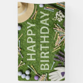 Golf Gelukkig Verjaardag op Groen Spandoek (Verticaal)