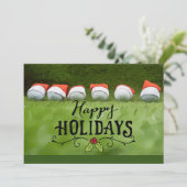 Golf Gelukkige Kerstvakantie met Kerstmanhoed Feestdagenkaart (Staand voorkant)