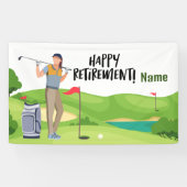Golf-gelukkige pensionering met gelukkige golfer o spandoek (Horizontaal)