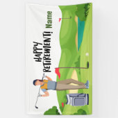 Golf-gelukkige pensionering met gelukkige golfer o spandoek (Verticaal)