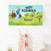 Golf-gelukkige pensionering met gelukkige golfer o spandoek (Insitu)