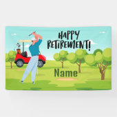 Golf-gelukkige pensionering met gelukkige golfer o spandoek (Horizontaal)