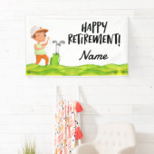 Golf-gelukkige pensionering met gelukkige golfer o spandoek (Insitu)