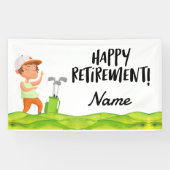 Golf-gelukkige pensionering met gelukkige golfer o spandoek (Horizontaal)