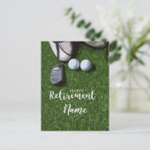 Golf-gelukkige pensionering met golfbal op groen briefkaart (Staand voorkant)