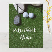 Golf-gelukkige pensionering met golfbal op groen kaart (Gele Bloem)