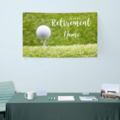 Golf-gelukkige pensionering met golfbal op groen spandoek (Beurs)