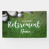 Golf-gelukkige pensionering met golfbal op groen spandoek (Horizontaal)