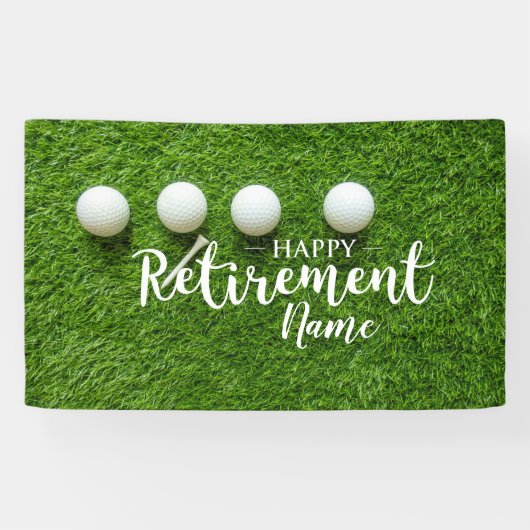 Golf-gelukkige pensionering met golfbal op groen spandoek (Horizontaal)