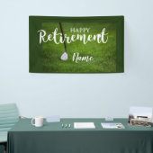 Golf-gelukkige pensionering met golfbal op groene spandoek (Beurs)