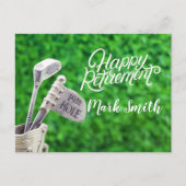 Golf-gelukkige pensionering met golfijzer briefkaart (Voorkant)