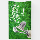 Golf-gelukkige pensionering met golfijzer spandoek (Verticaal)