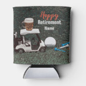 Golf-gelukkige pensionering met naam bierkart golf blikjeskoeler (Voorkant)
