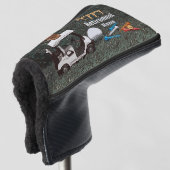 Golf-gelukkige pensionering met naam bierkart golf golfheadcover (3/4 voorkant)
