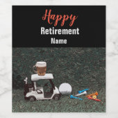 Golf-gelukkige pensionering met naam bierkart golf wijn etiket (Enkel label)