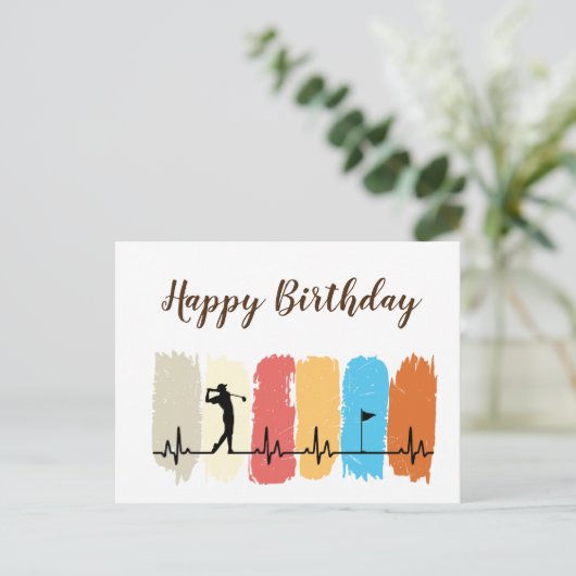 Golf Gelukkige Verjaardag Golfer Golfen Briefkaart (Staand voorkant)