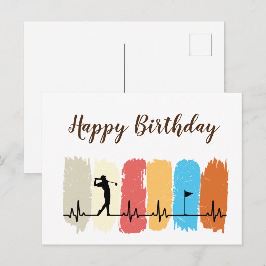 Golf Gelukkige Verjaardag Golfer Golfen Briefkaart (Voorkant / Achterkant)