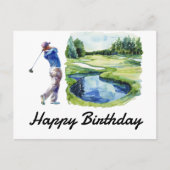 Golf Gelukkige Verjaardag Golfer Golfen Briefkaart (Voorkant)