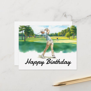 Golf Gelukkige Verjaardag Golfer Golfen Briefkaart