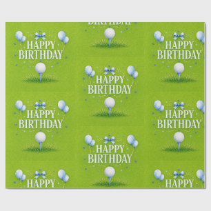 Golf Gelukkige Verjaardag voor Jongen Waterverf Cadeaupapier