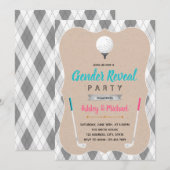 Golf gender onthult themauitnodiging kaart (Voorkant / Achterkant)