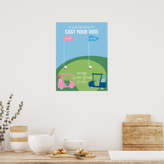 Golf Gender openbaart stembord - Team Roze of Blau Poster (Keuken)