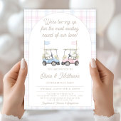 Golf Gender Reveal Invitation - Baby Golf Carts Kaart