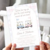 Golf Gender Reveal Invitation - Baby Golf Carts Kaart