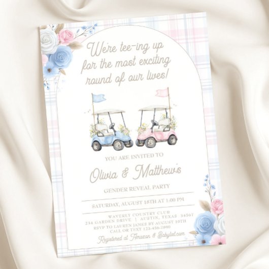 Golf Gender Reveal Invitation - Golf Carts Kaart