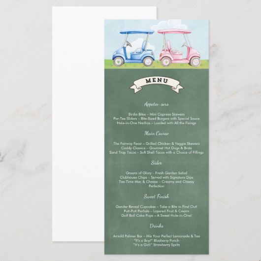 Golf Gender Reveal Menu (Voorkant / Achterkant)