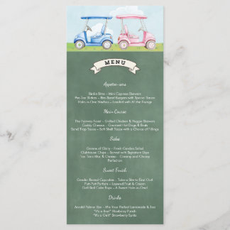 Golf Gender Reveal Menu
