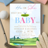 Golf Gender Reveal Par-T-shirt Party Invitation Kaart