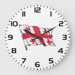 Golf Georgia Vlag Rood en Wit Vijf Kruizen Grote Klok