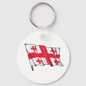 Golf Georgia Vlag Rood en Wit Vijf Kruizen Sleutelhanger (Voorkant)