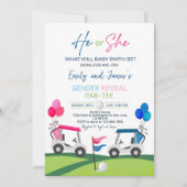 Golf Geslacht Reveal Uitnodiging Hij of Zij Golft  (Voorkant)