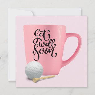 Golf Get Well Soon Golfer met Roze Mok voor Vrouwe Kaart