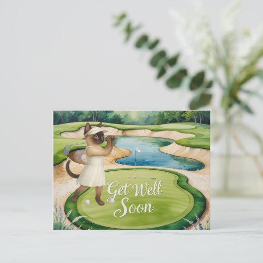 Golf Get Well Soon Kaart voor kattenliefhebbers go (Staand voorkant)