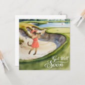 Golf Get Well Soon Kaart voor kattenliefhebbers go (Voorkant / Achterkant in situ)
