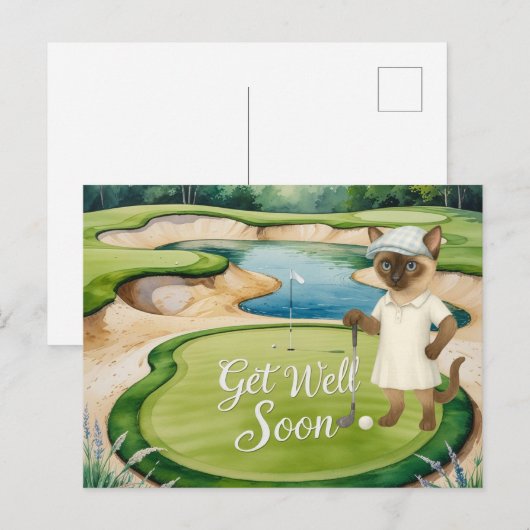 Golf Get Well Soon Kaart voor kattenliefhebbers go (Voorkant / Achterkant)