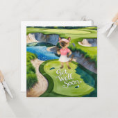 Golf Get Well Soon Kaart voor kattenliefhebbers go (Voorkant / Achterkant in situ)