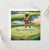 Golf Get Well Soon Kaart voor kattenliefhebbers go (Voorkant / Achterkant in situ)