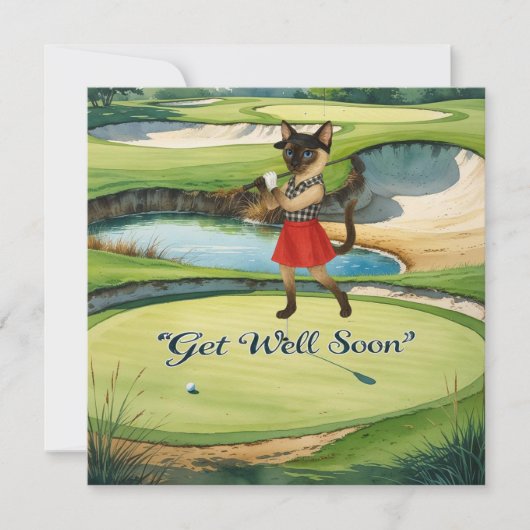 Golf Get Well Soon Kaart voor kattenliefhebbers go (Voorkant)