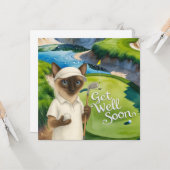 Golf Get Well Soon Kaart voor kattenliefhebbers go (Voorkant / Achterkant in situ)