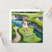 Golf Get Well Soon Kaart voor kattenliefhebbers go (Voorkant / Achterkant in situ)