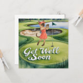 Golf Get Well Soon Kaart voor kattenliefhebbers go (Voorkant / Achterkant in situ)