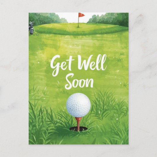 Golf Get Well Soon Kaart – Waterverf Golfbaan (Voorkant)